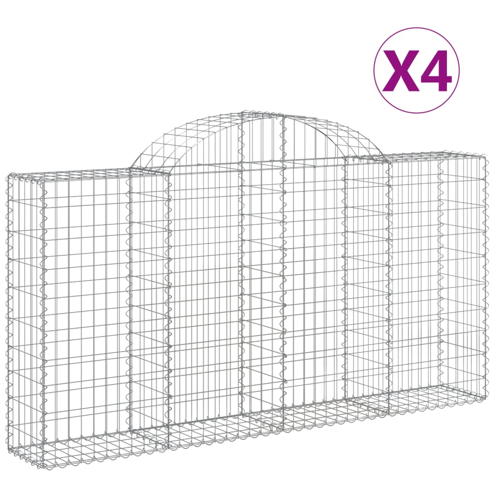 Coșuri gabion arcuite 4 buc, 200x30x100/120 cm fier galvanizat