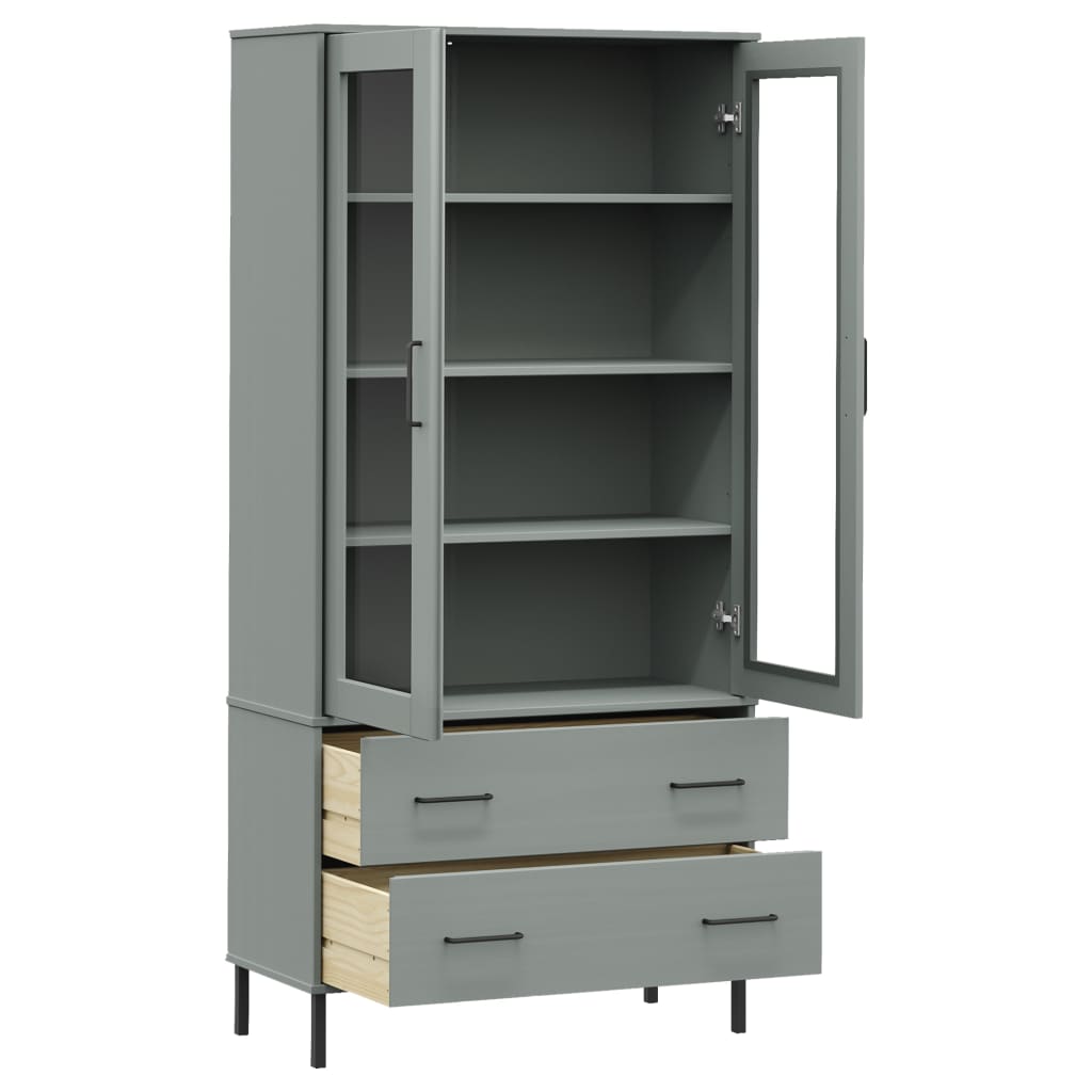 Bibliotecă cu picioare metalice OSLO, gri, 85x35x172,5 cm lemn