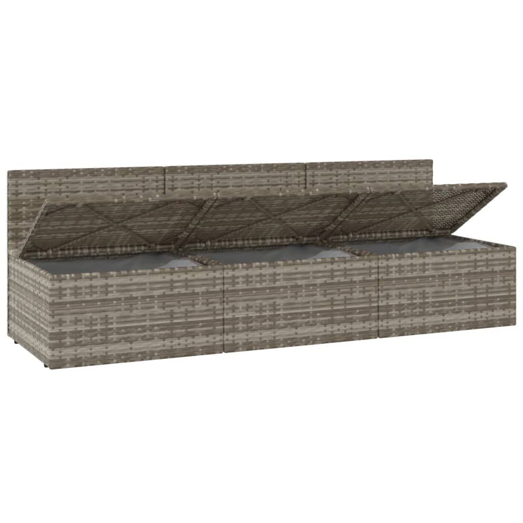 Canapea de grădină cu perne, cu 3 locuri, gri, poliratan