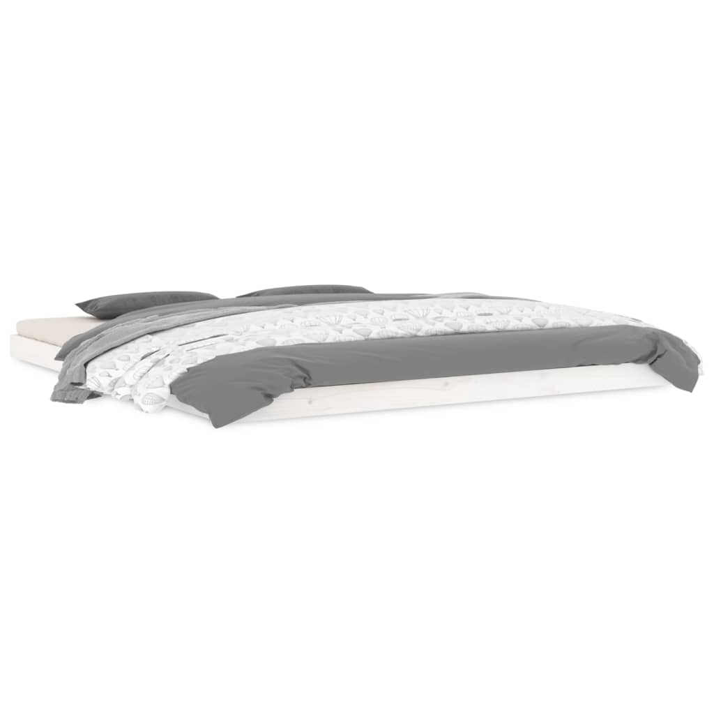 Cadru de pat Super King, alb, 180x200 cm, lemn masiv de pin