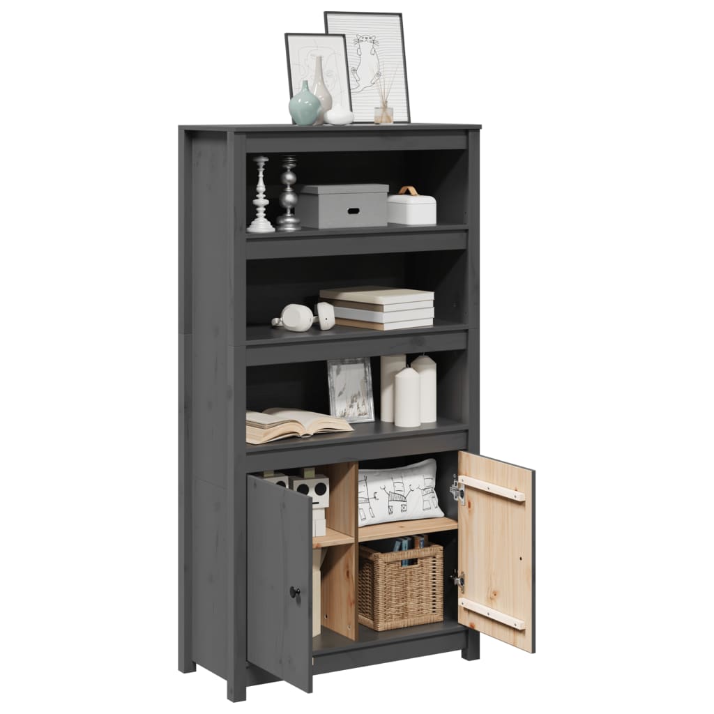 Dulap înalt, gri, 80x35x154 cm, lemn masiv de pin