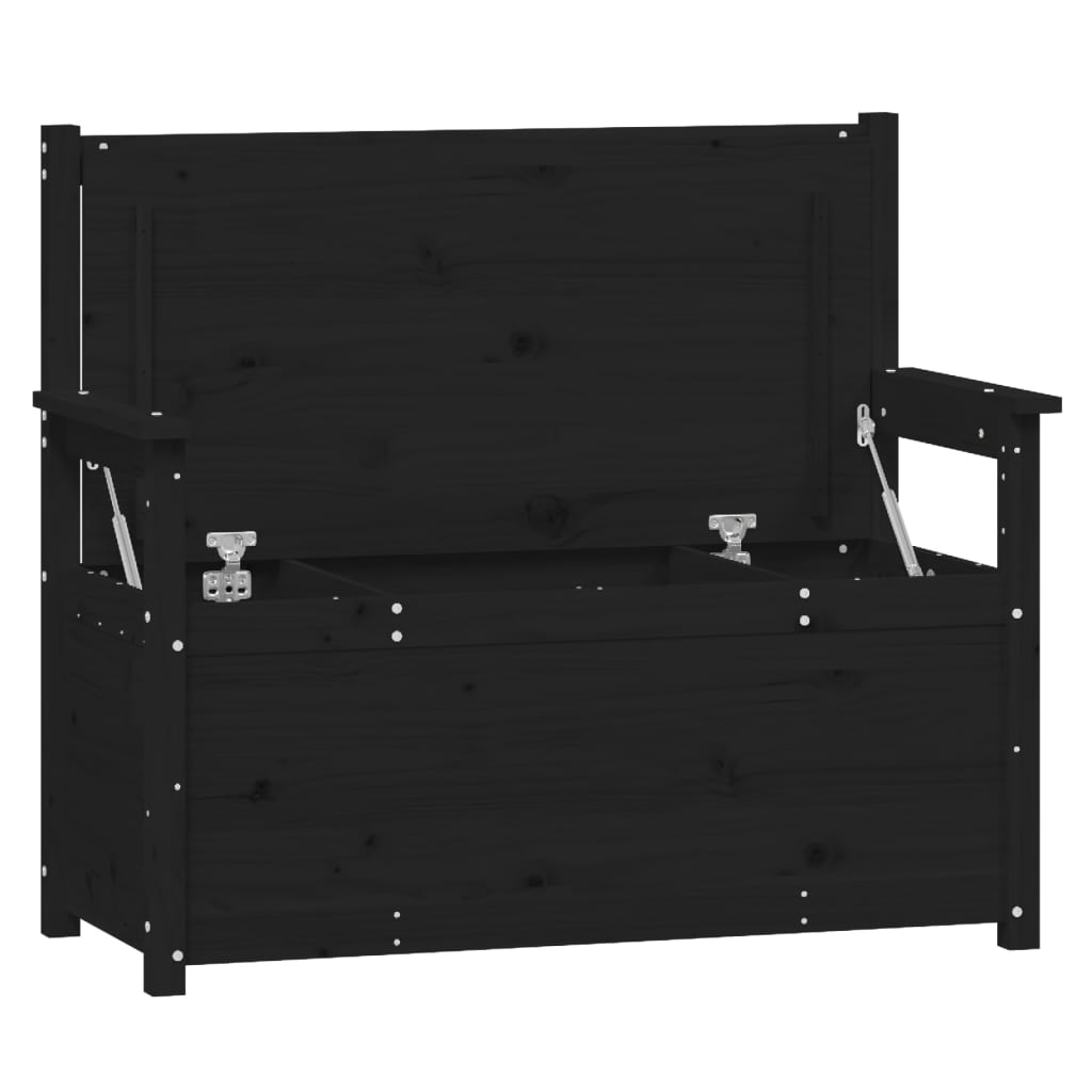 Bancă, negru, 112,5x51,5x96,5 cm, lemn masiv de pin