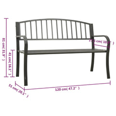 Bancă de grădină, gri, 120 cm, oțel