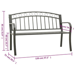 Bancă de grădină, gri, 120 cm, oțel