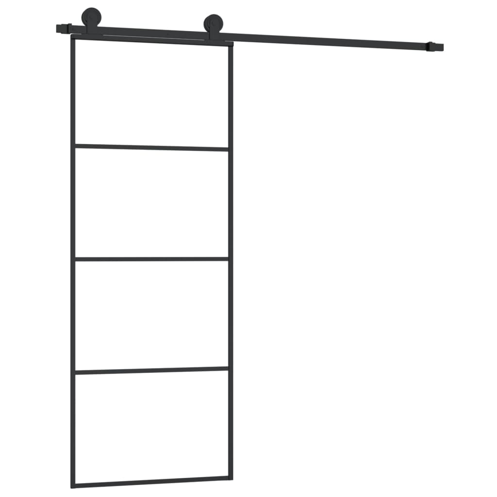 Ușă glisantă cu set feronerie, 76x205 cm, sticlă ESG/aluminiu