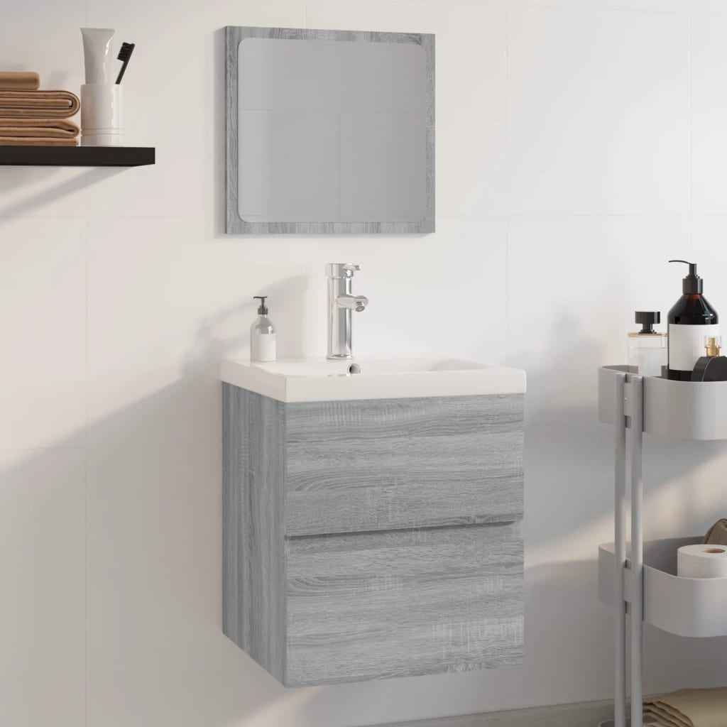 Set de mobilier de baie, gri sonoma, lemn prelucrat