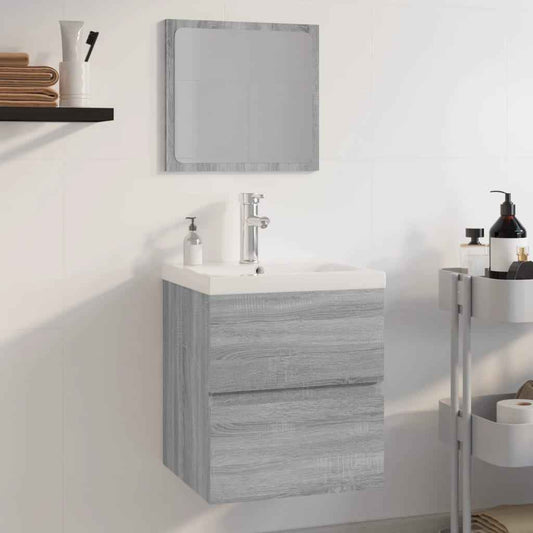 Set de mobilier de baie, gri sonoma, lemn prelucrat