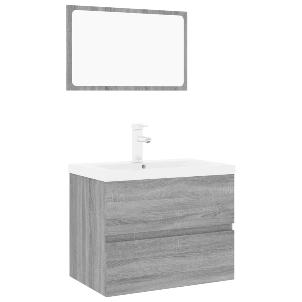 Set de mobilier de baie, gri sonoma, lemn prelucrat
