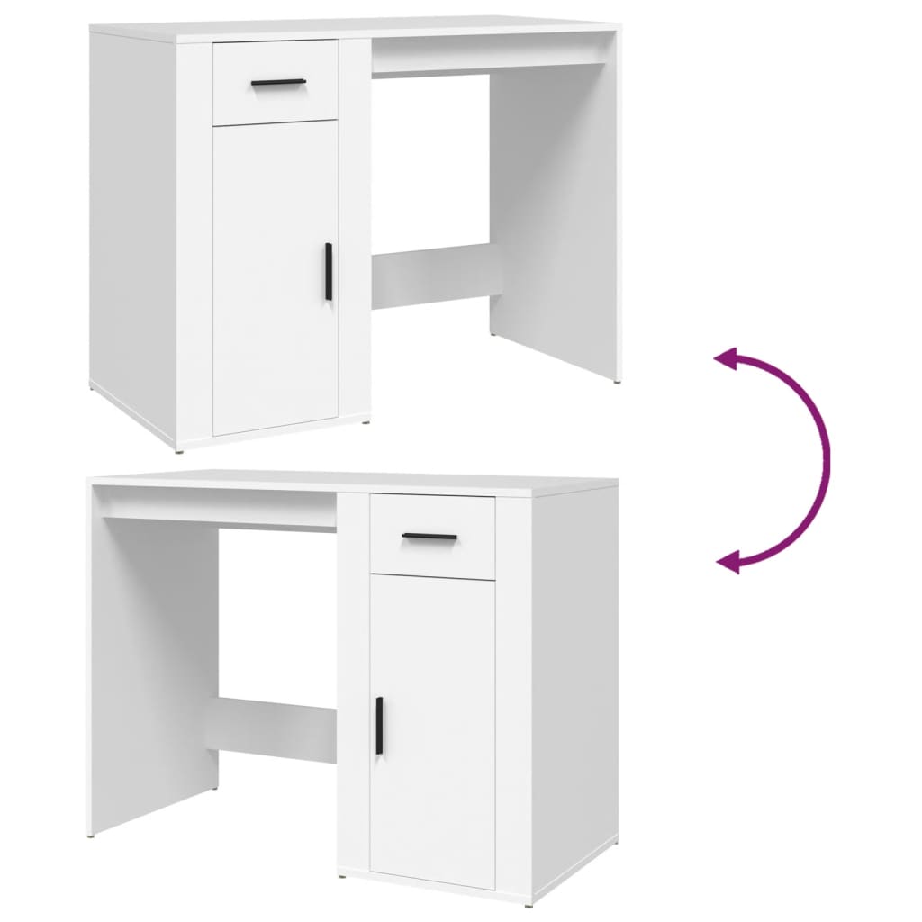 Birou, alb, 100x49x75 cm, lemn prelucrat