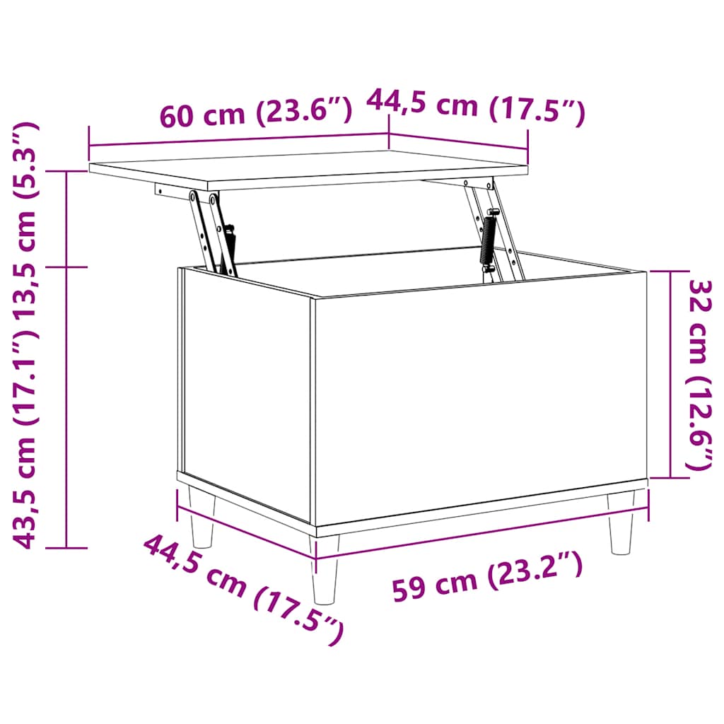 Măsuță de cafea, alb, 60x44,5x45 cm, lemn prelucrat