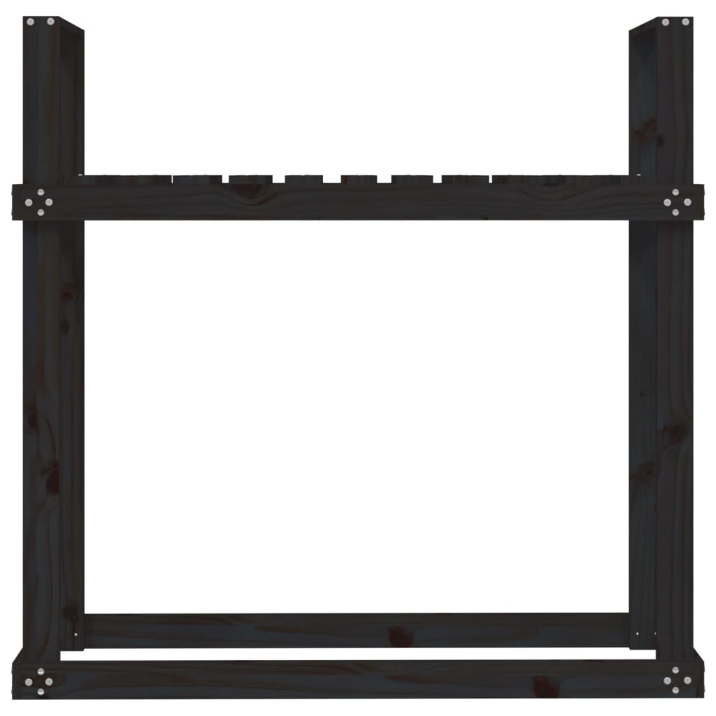 Rastel pentru lemne de foc negru 110x35x108,5 cm lemn masiv pin