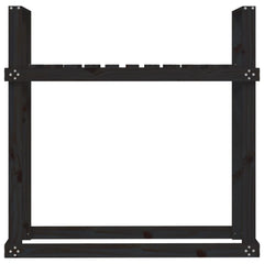 Rastel pentru lemne de foc negru 110x35x108,5 cm lemn masiv pin