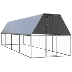 Coteț de păsări pentru exterior, 2x8x2 m, oțel galvanizat