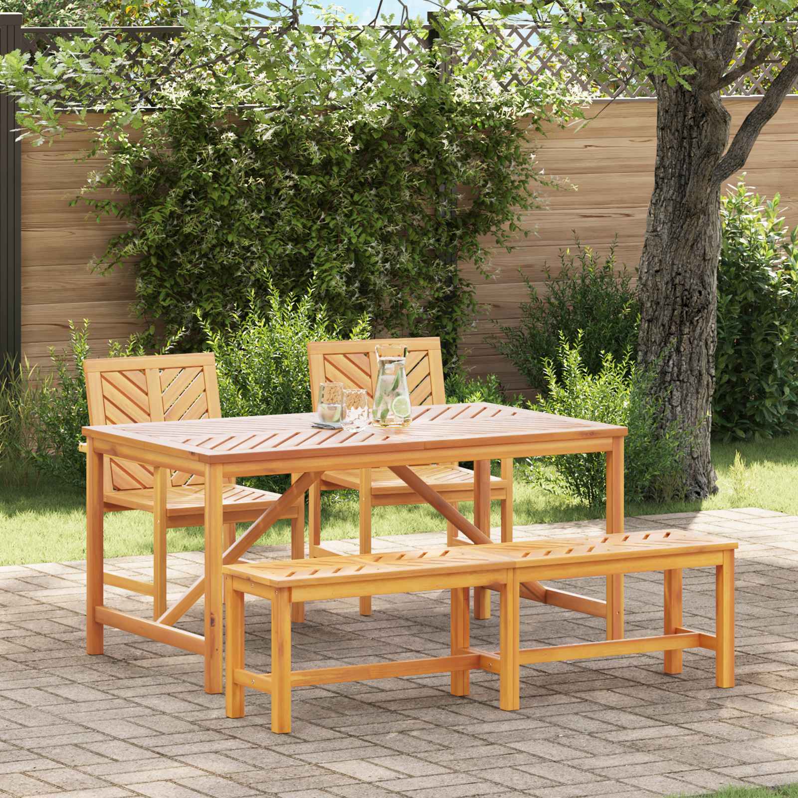 Set de masă pentru grădină 4 pcs Maro Lemn Solid de Acacia