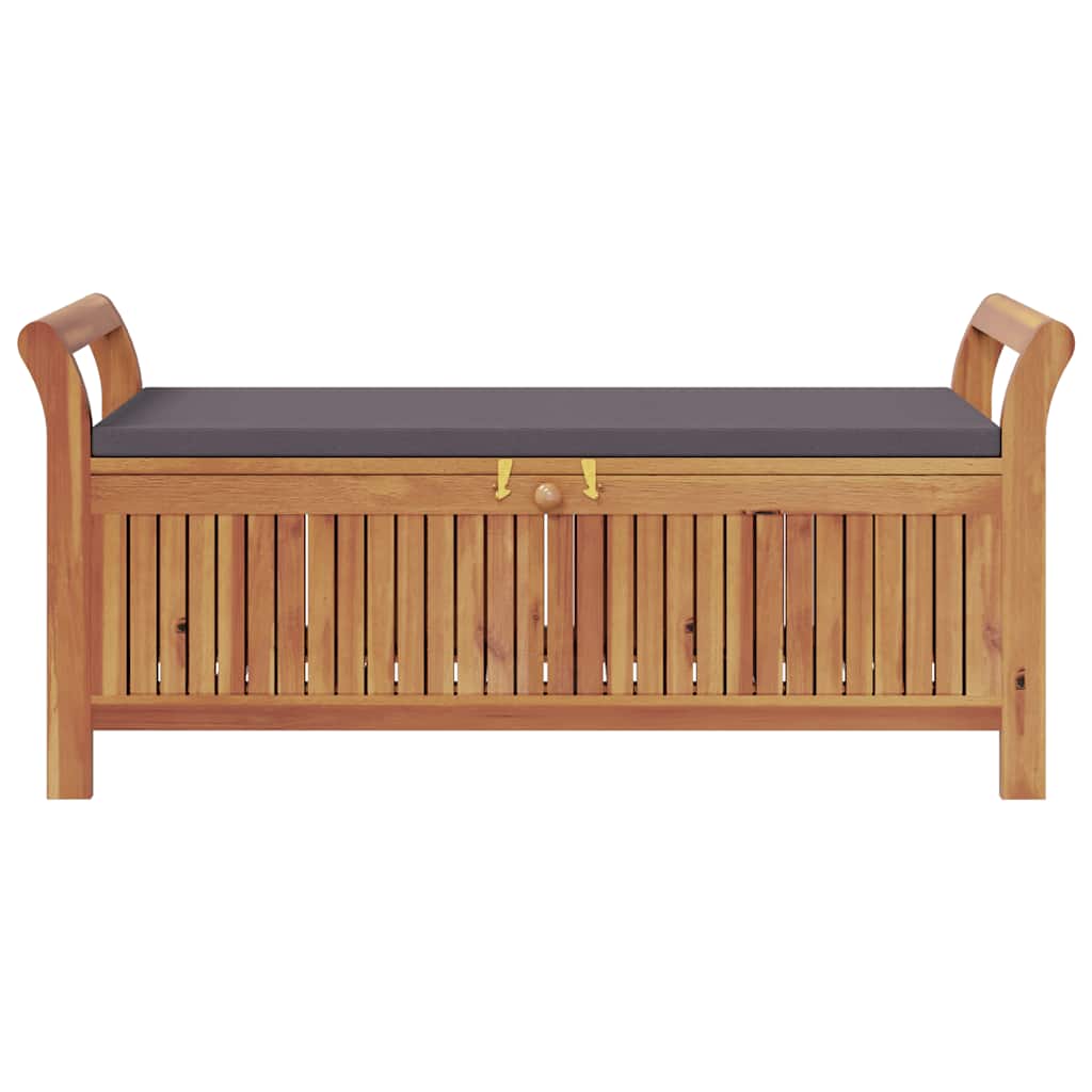 Bancă de depozitare cu pernă, 126 cm, lemn masiv de acacia