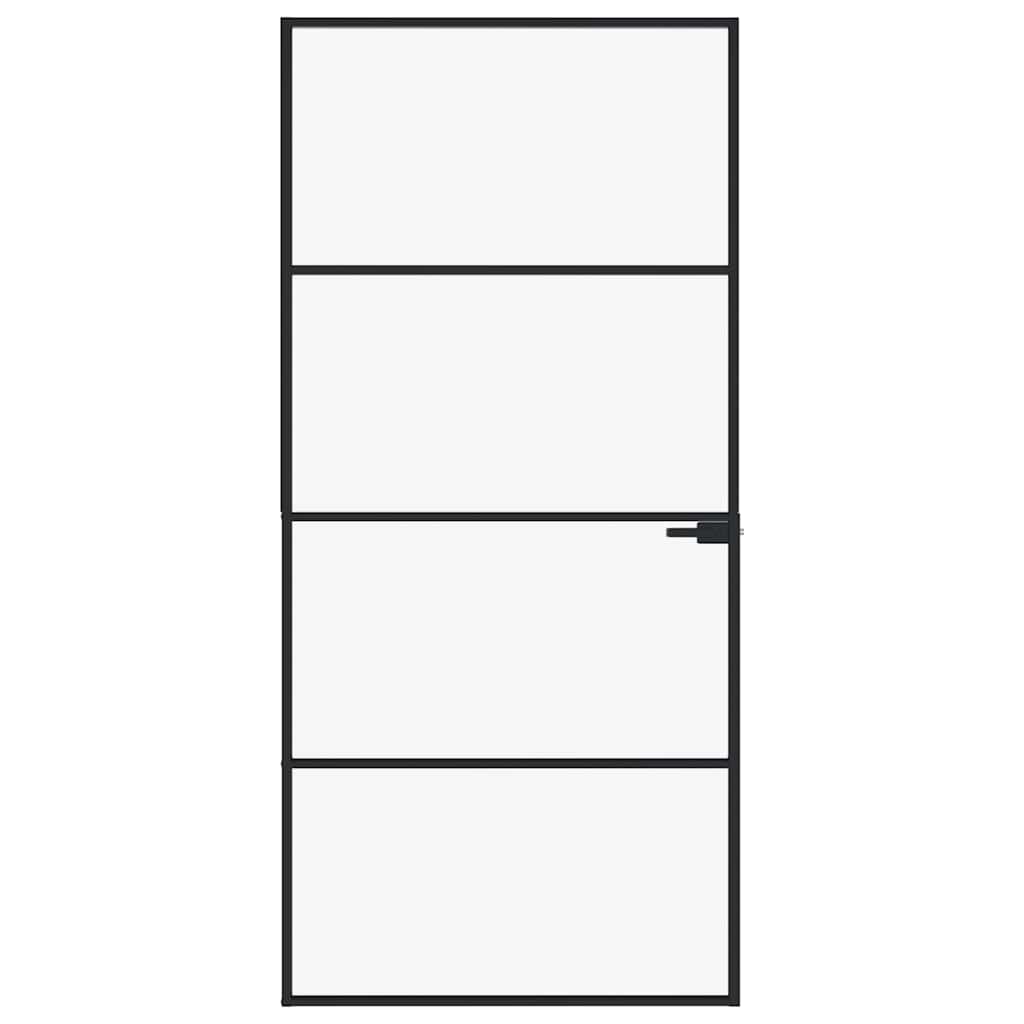 Ușă de interior negru 93x201,5 cm sticlă securiz./aluminiu slim