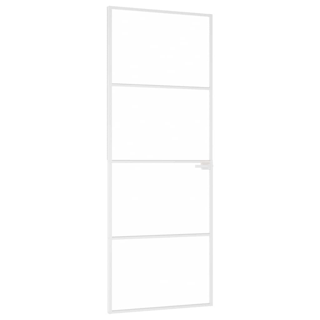 Ușă de interior alb 76x201,5 cm sticlă securiz. / aluminiu slim