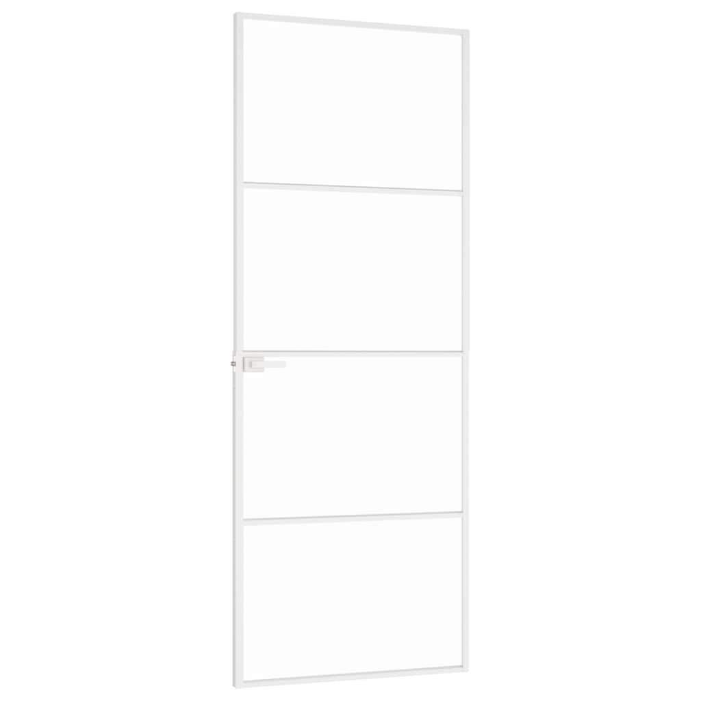 Ușă de interior alb 76x201,5 cm sticlă securiz. / aluminiu slim