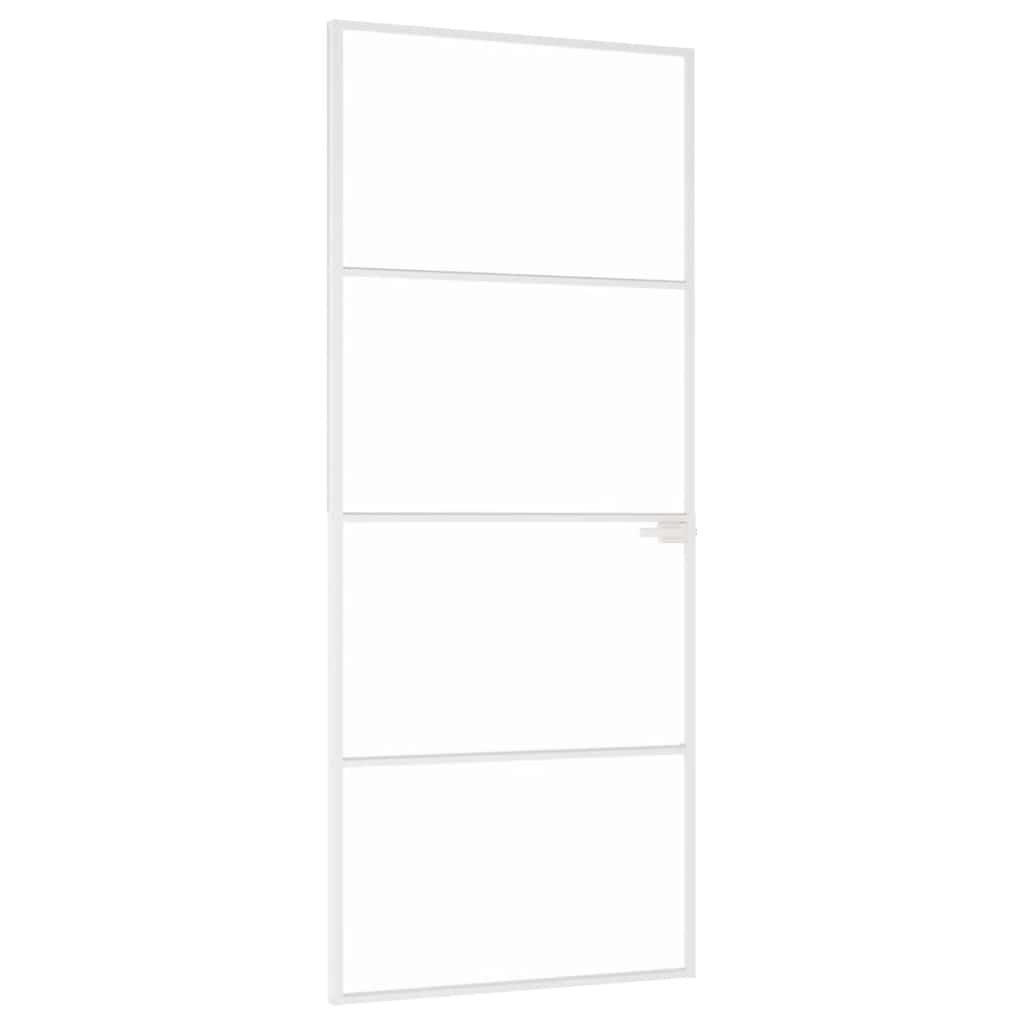 Ușă de interior alb 83x201,5 cm sticlă securiz. / aluminiu slim