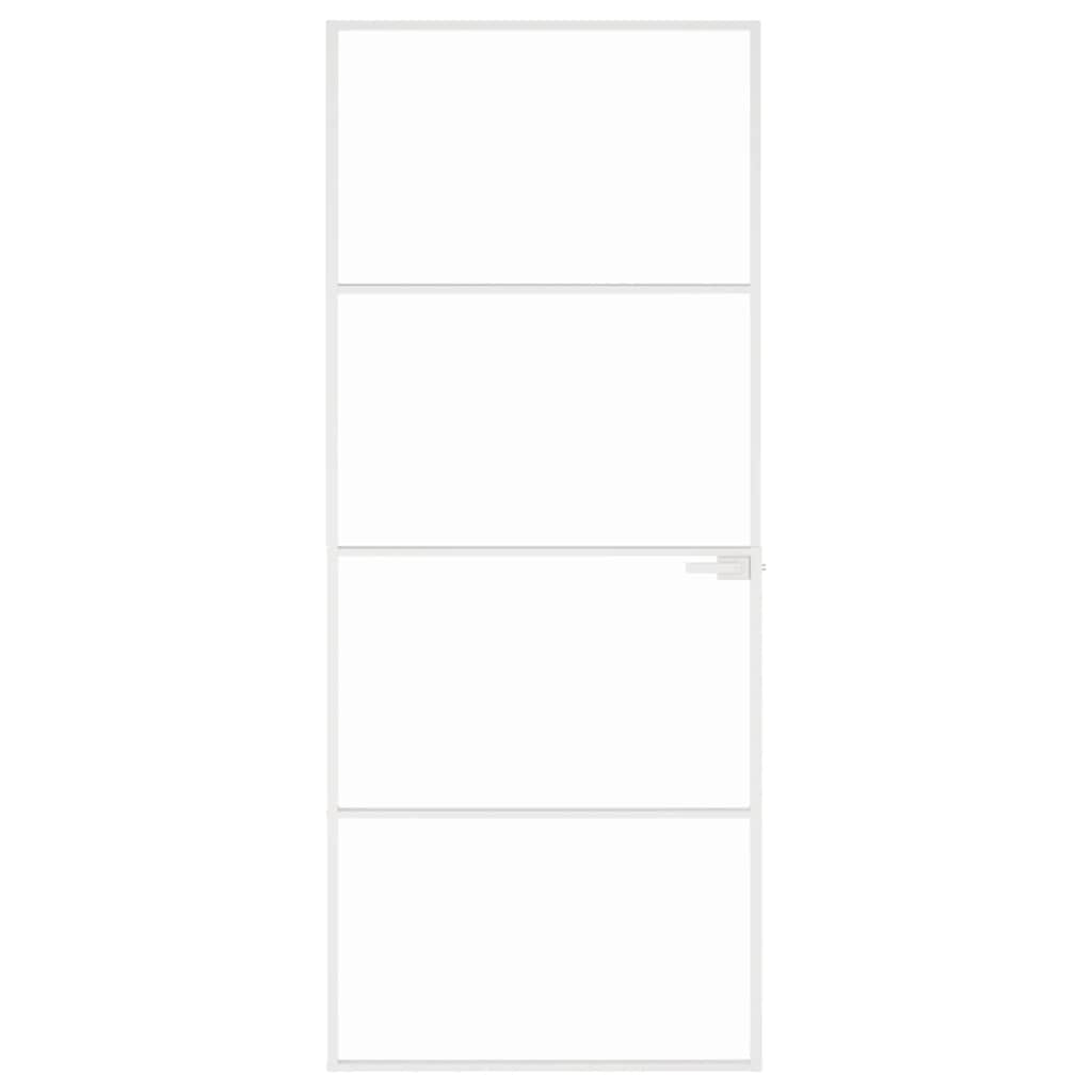 Ușă de interior alb 83x201,5 cm sticlă securiz. / aluminiu slim