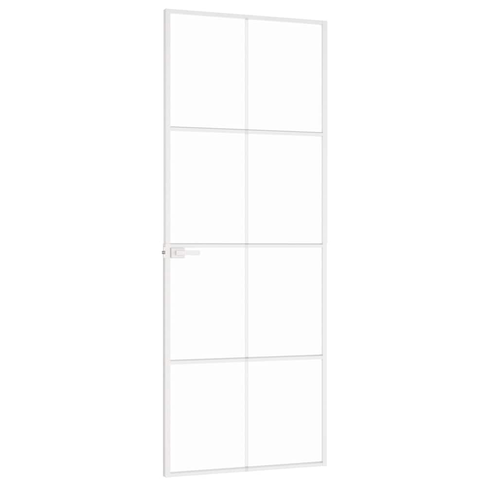 Ușă de interior alb 76x201,5 cm sticlă securiz. / aluminiu slim
