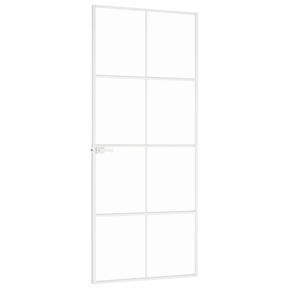Ușă de interior alb 83x201,5 cm sticlă securiz. / aluminiu slim