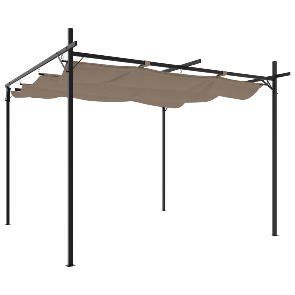 Pergola cu acoperiș retractabil, gri taupe, 295x292x230 cm