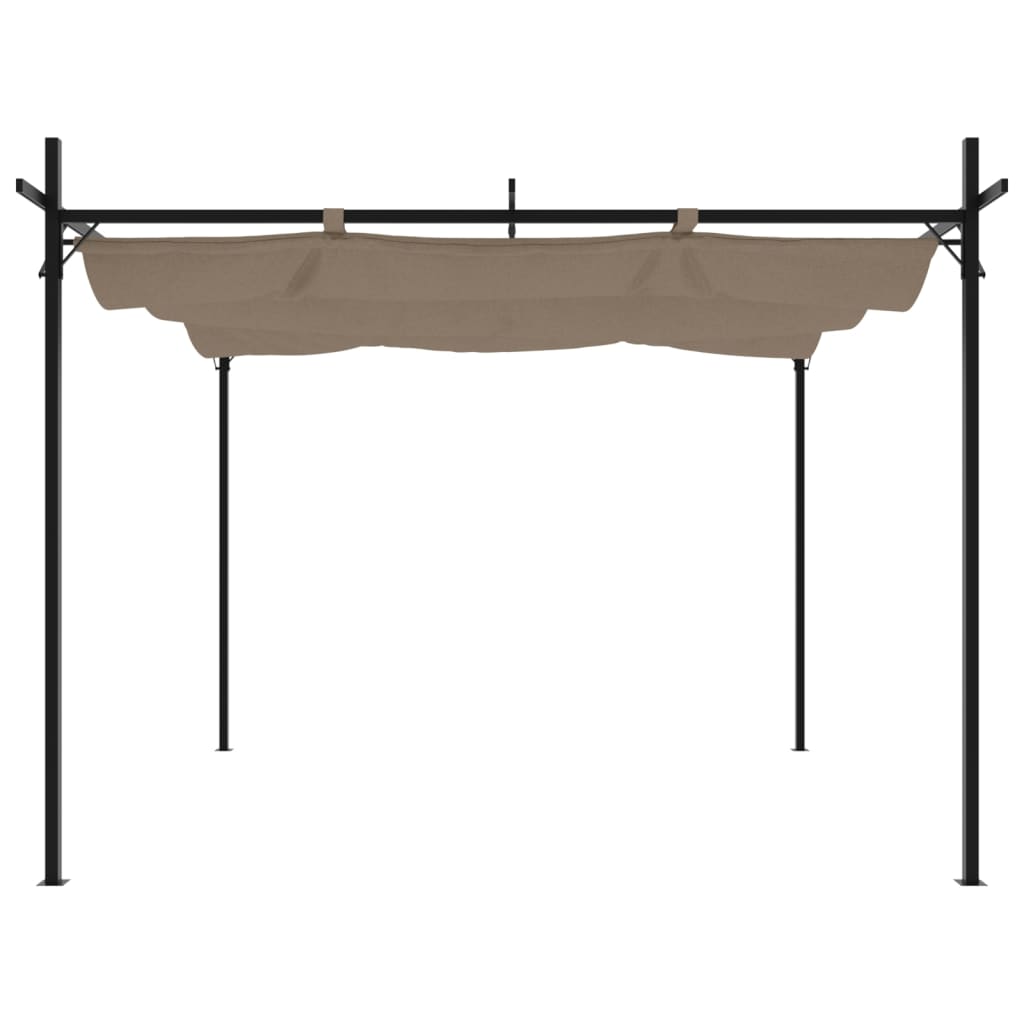 Pergola cu acoperiș retractabil, gri taupe, 295x292x230 cm