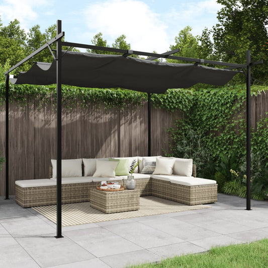 Pergola cu acoperiș retractabil, antracit, 295x292x230 cm