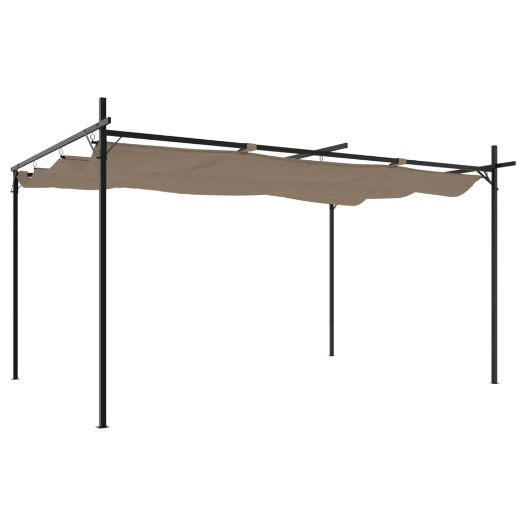 Pergola cu acoperiș retractabil, gri taupe, 395x292x230 cm