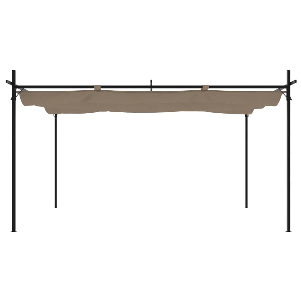 Pergola cu acoperiș retractabil, gri taupe, 395x292x230 cm