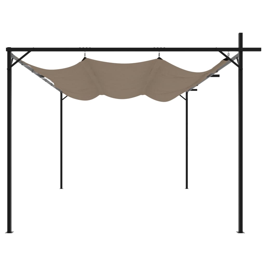 Pergola cu acoperiș retractabil, gri taupe, 395x292x230 cm