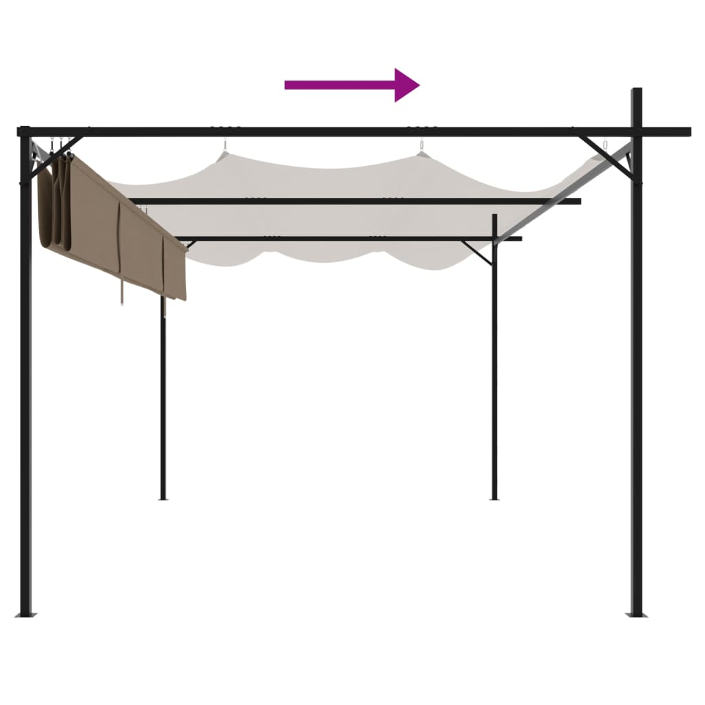 Pergola cu acoperiș retractabil, gri taupe, 395x292x230 cm