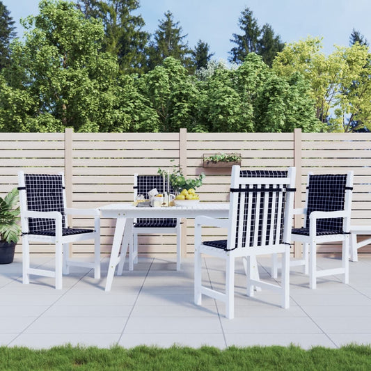 Perne de scaun spătar jos, 4 buc. negru, model carouri, textil