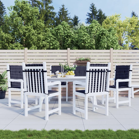 Perne de scaun spătar jos, 6 buc. negru, model carouri, textil