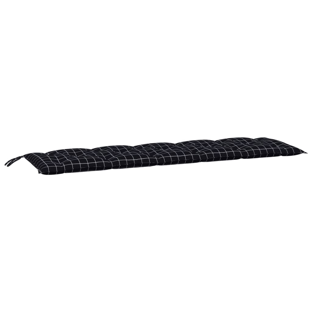 Pernă bancă de grădină negru carouri, 180x50x7cm, textil oxford