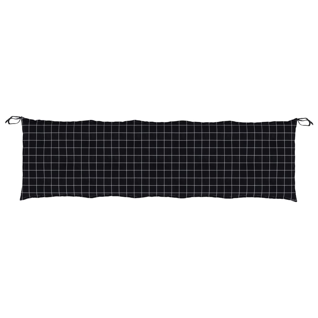 Pernă bancă de grădină negru carouri, 180x50x7cm, textil oxford