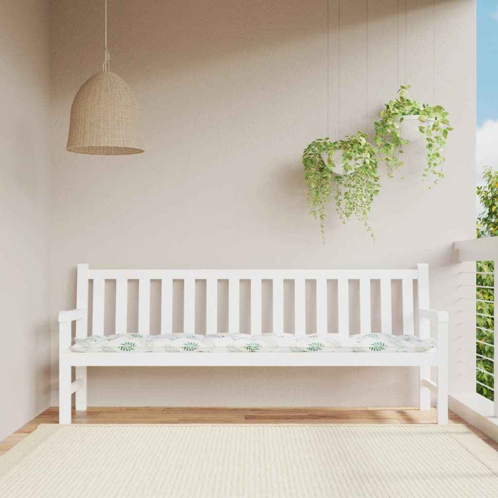 Pernă bancă de grădină, model frunze, 200x50x7 cm, textil