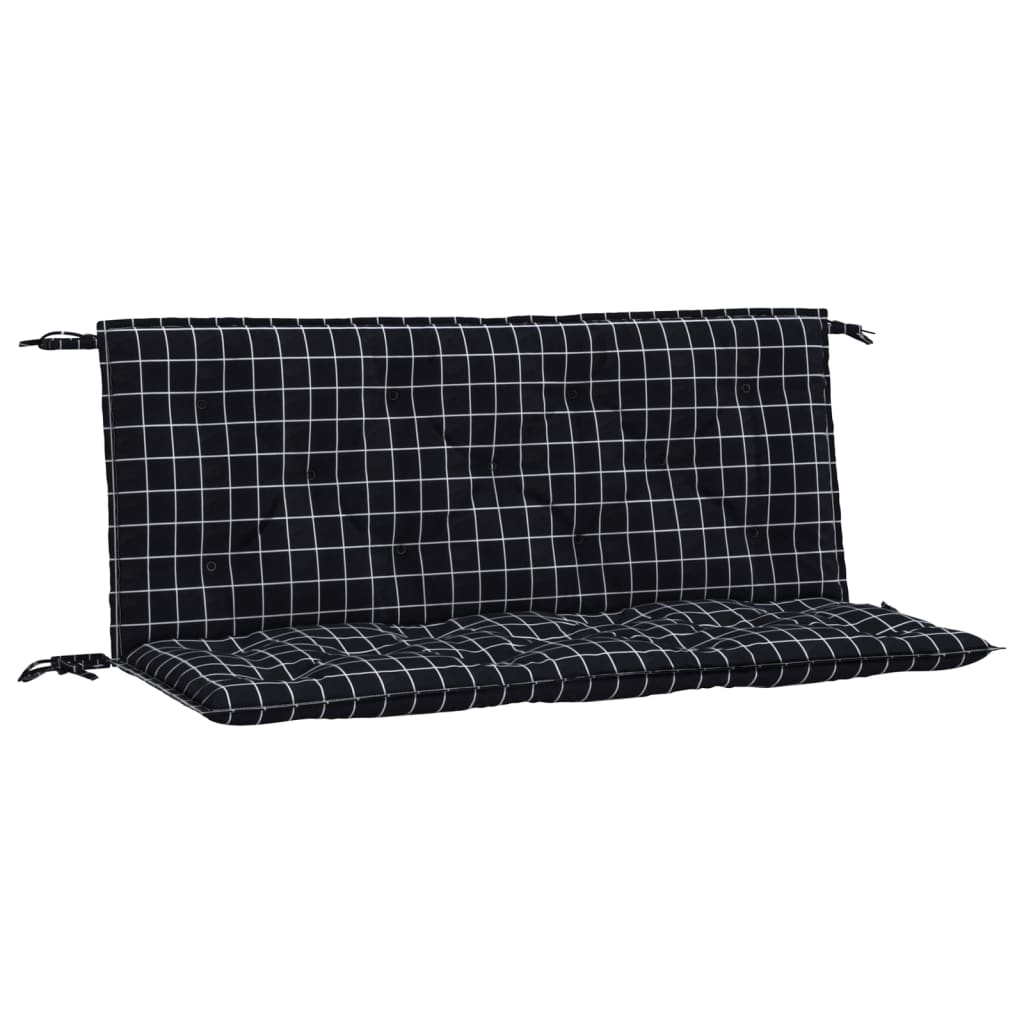 Perne bancă de grădină 2 buc. negru carouri 120x50x7 cm textil