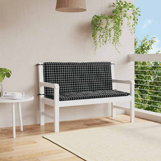 Perne bancă de grădină 2 buc. negru carouri 120x50x7 cm textil