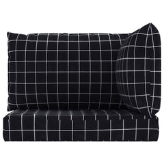 Perne pentru paleți, 3 buc, negru, model carouri, textil oxford