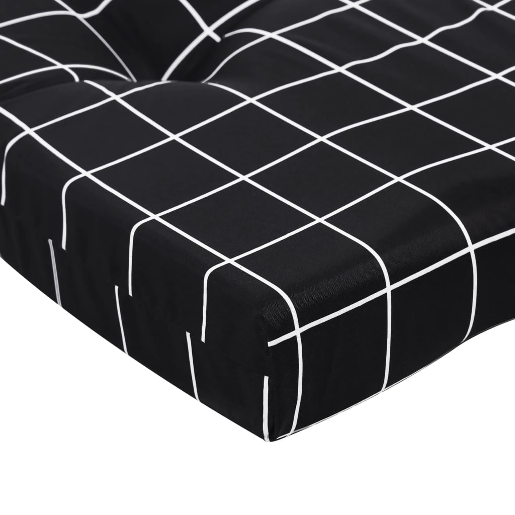 Perne scaun de terasă, 2 buc, negru, carouri, textil Oxford