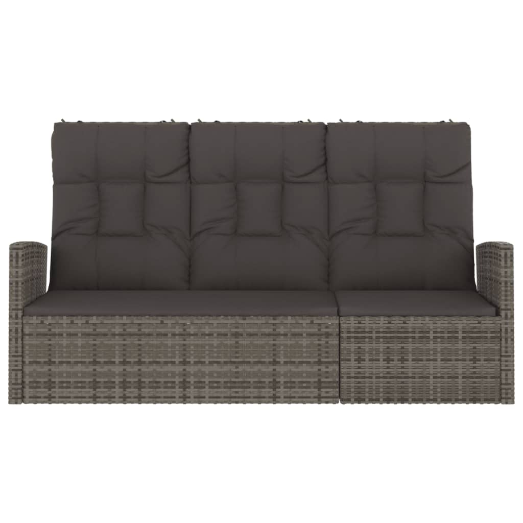 Bancă rabatabilă de grădină cu perne, gri, 173 cm, poliratan