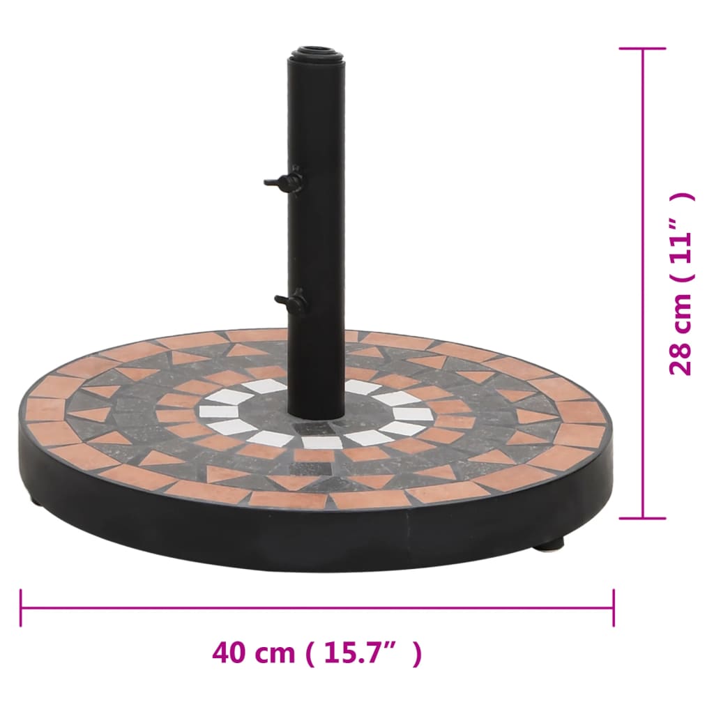 Suport umbrelă de soare, cărămiziu și alb, rotund, 12 kg