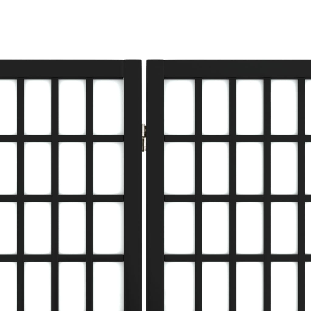 Paravan pliabil cu 5 panouri, stil japonez, negru, 200x170 cm