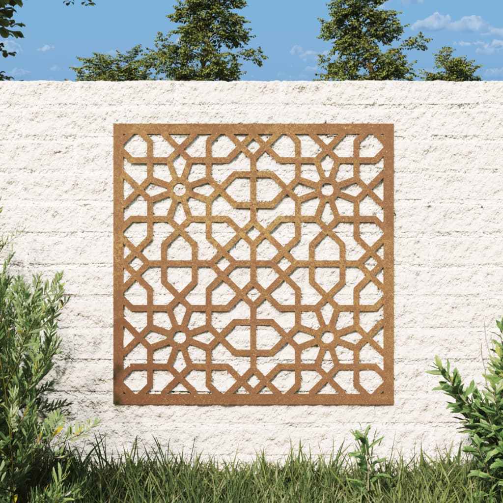Decor perete de grădină 55x55 cm, design maur, oțel Corten