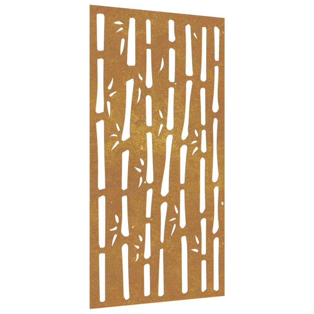 Decor perete de grădină 105x55 cm design bambus oțel Corten