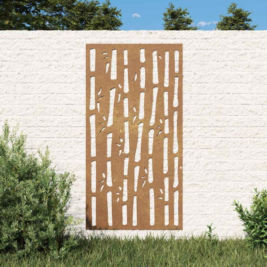 Decor perete de grădină 105x55 cm design bambus oțel Corten