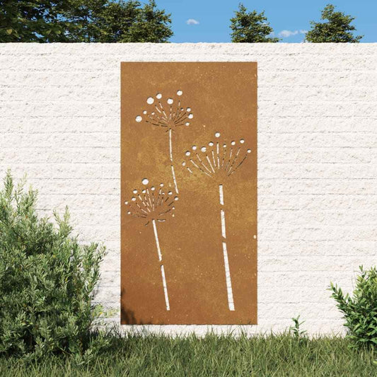 Decor perete de grădină 105x55 cm design flori oțel Corten