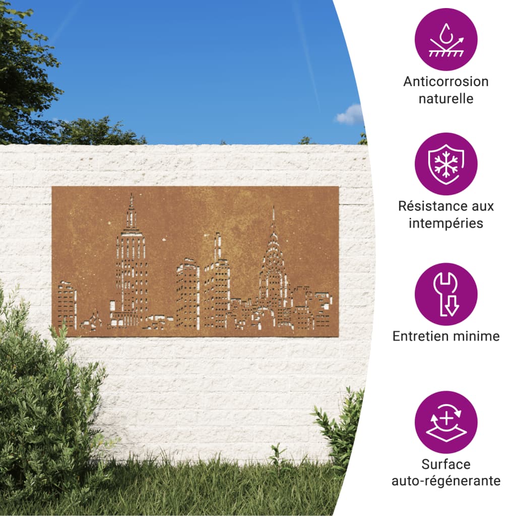 Decor perete de grădină 105x55 cm design orizont oțel Corten